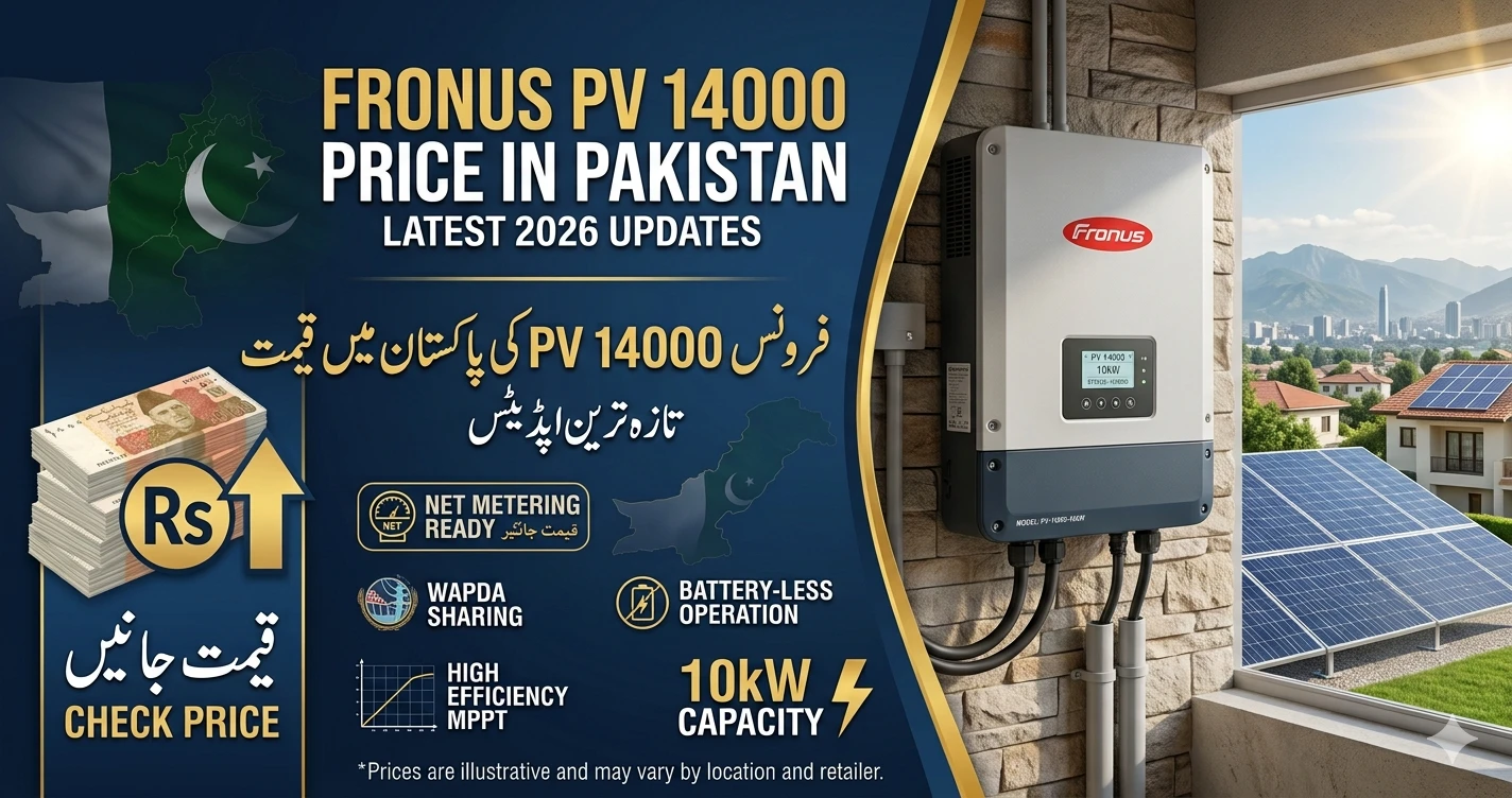 Fronus PV 14000 10kW solar inverter price in Pakistan 2026 — Meta Series battery-less on-grid off-grid inverter