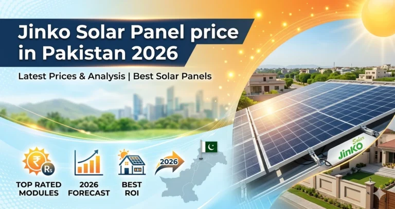 Jinko solar panel price in Pakistan 2026 — N-Type Tiger Neo 580W bifacial panel installed on rooftop